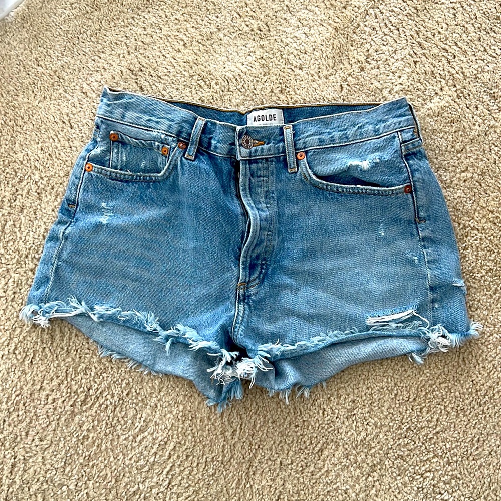 Agolde distressed denim cutoff shorts sz 28
